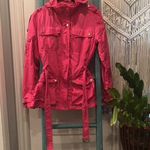 Trina Turk Hot Pink Raincoat, Size Small